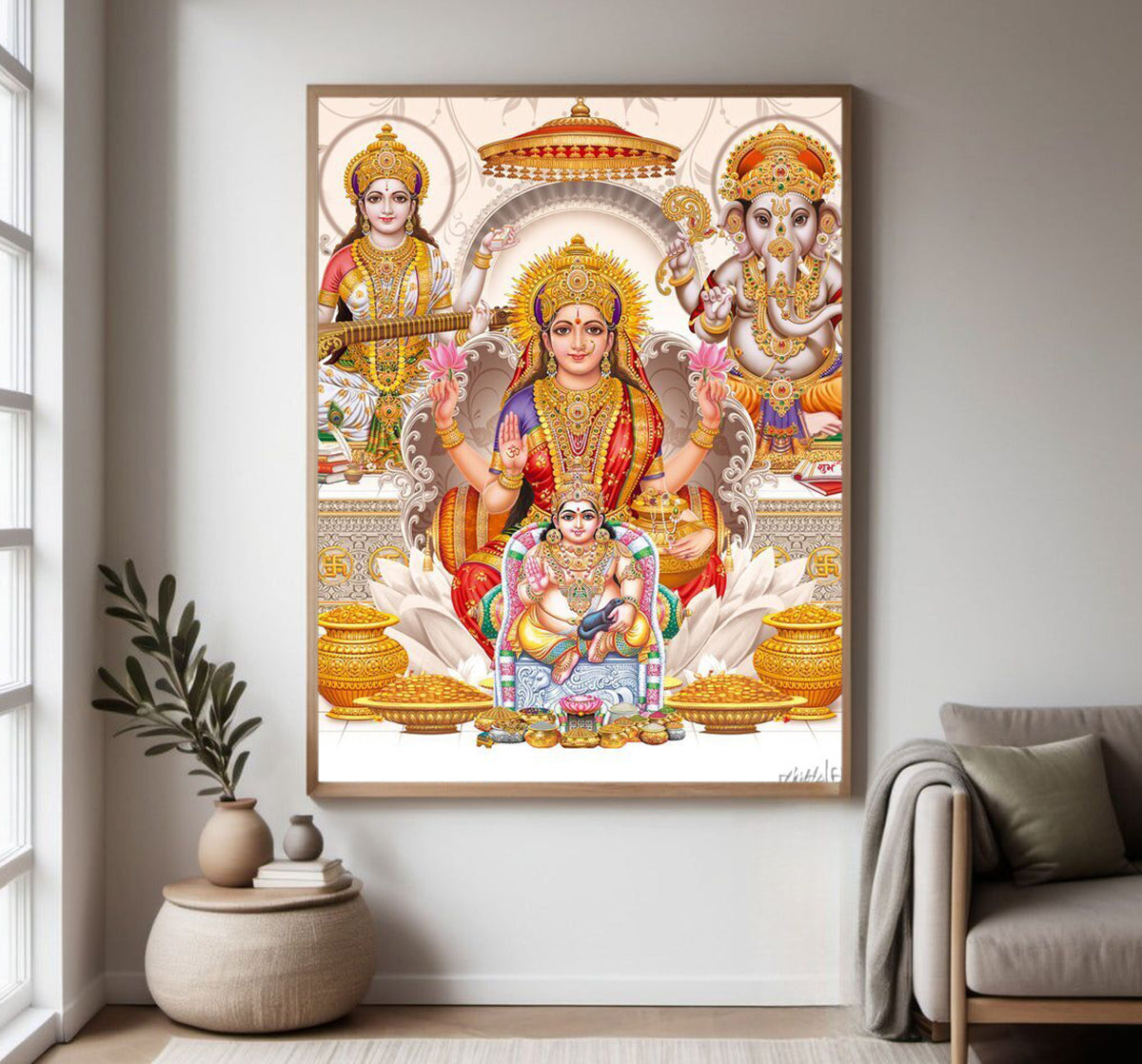 Lakshmi Ganesh Saraswati with Kuber Ji Photo Frame