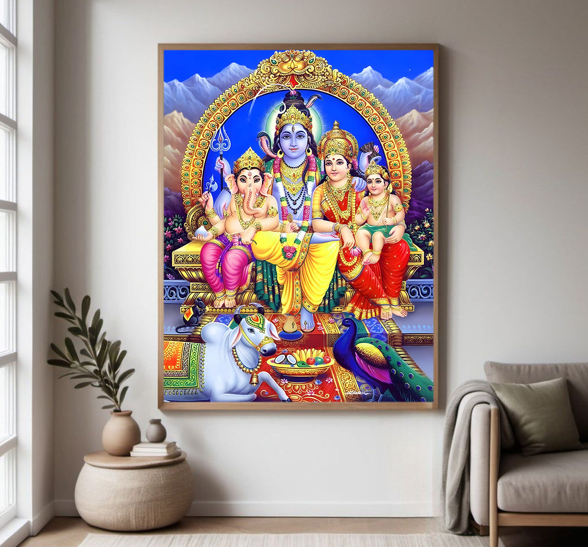 Shiv Parvati Poster for Room,Lord Shiva framed wall decor