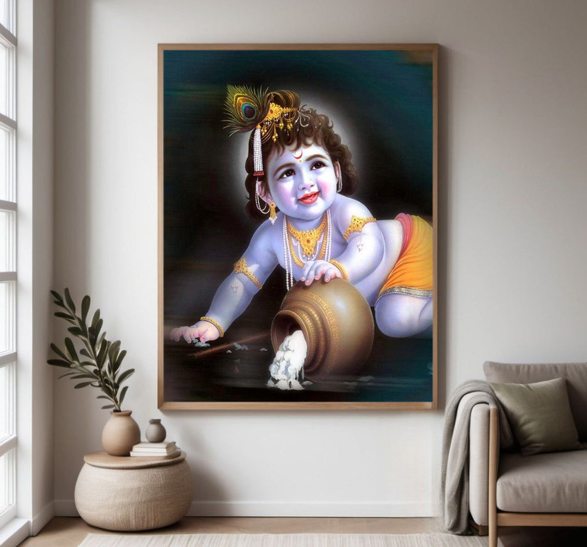 Bal Krishnan Religious Photo frame with Acrylic glass for Home Decorative Item