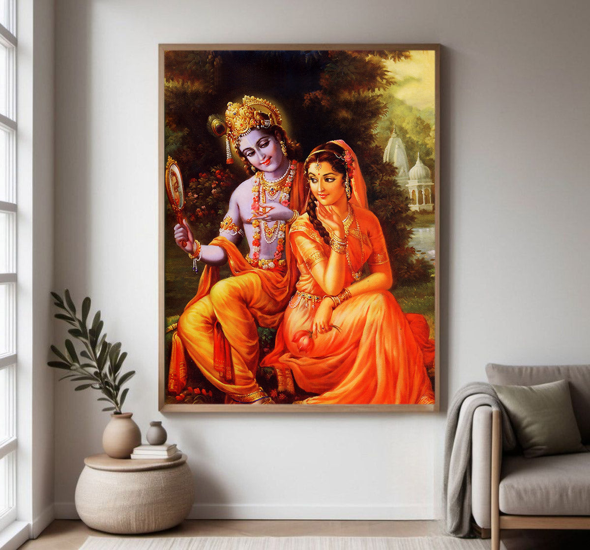 Radha and Krishna Religious Photo frame with Acrylic glass for Home Decorative Item