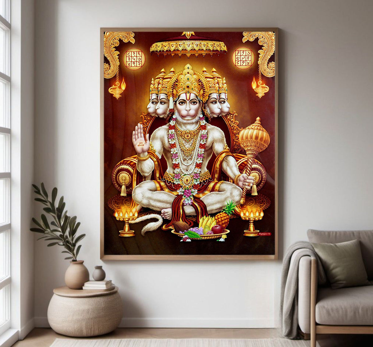 Hanuman Religious Photo frame with Acrylic glass for Home Decorative Item