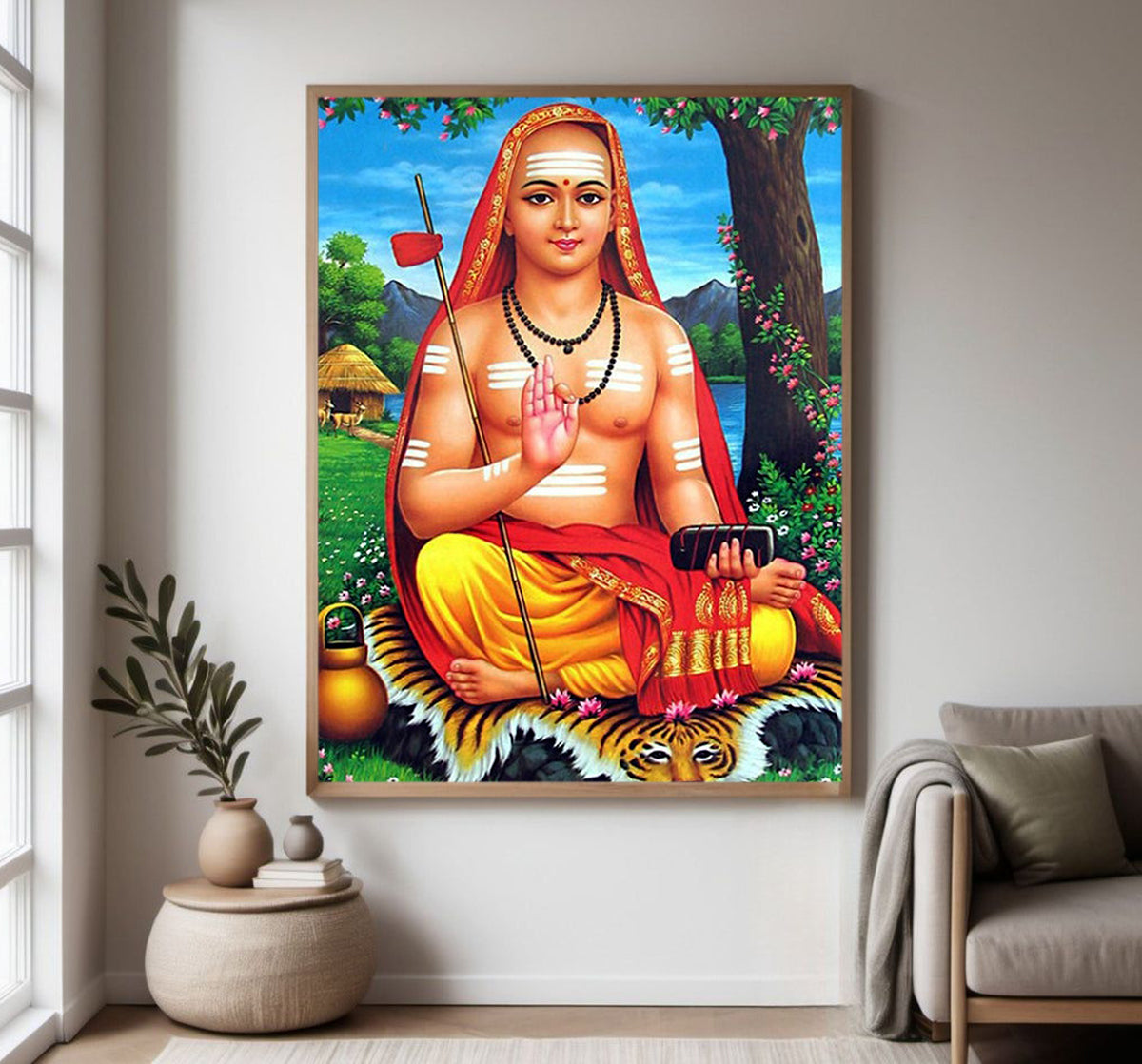 Adi Shankaracharya Religious Photo frame with Acrylic glass for Home Decorative Item