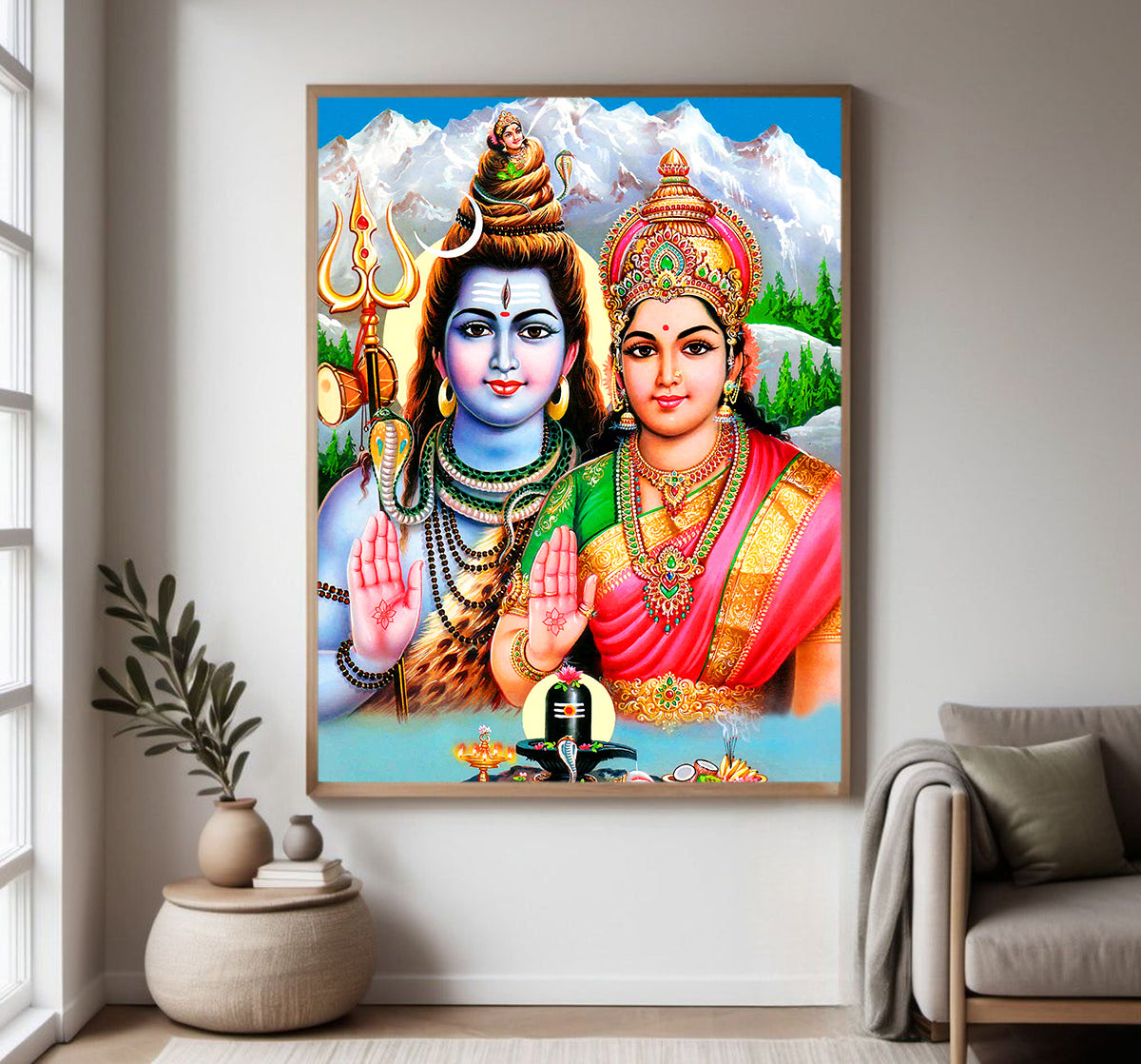 Shiva and Parvati Religious Photo frame with Acrylic glass for Home Decorative Item