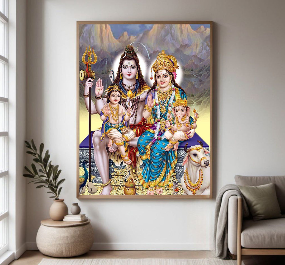 Lord Shiva with his family Religious Photo frame with Acrylic glass for Home Decorative Item