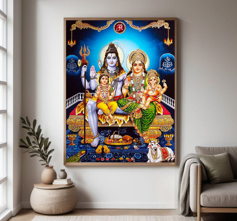 Shiv Parivar Religious Photo frame with Acrylic glass for Home Decorative Item