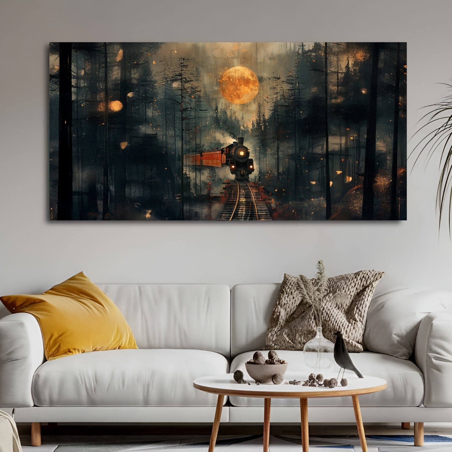 Best wall decor hd Acyrlic frames Train image into the forest