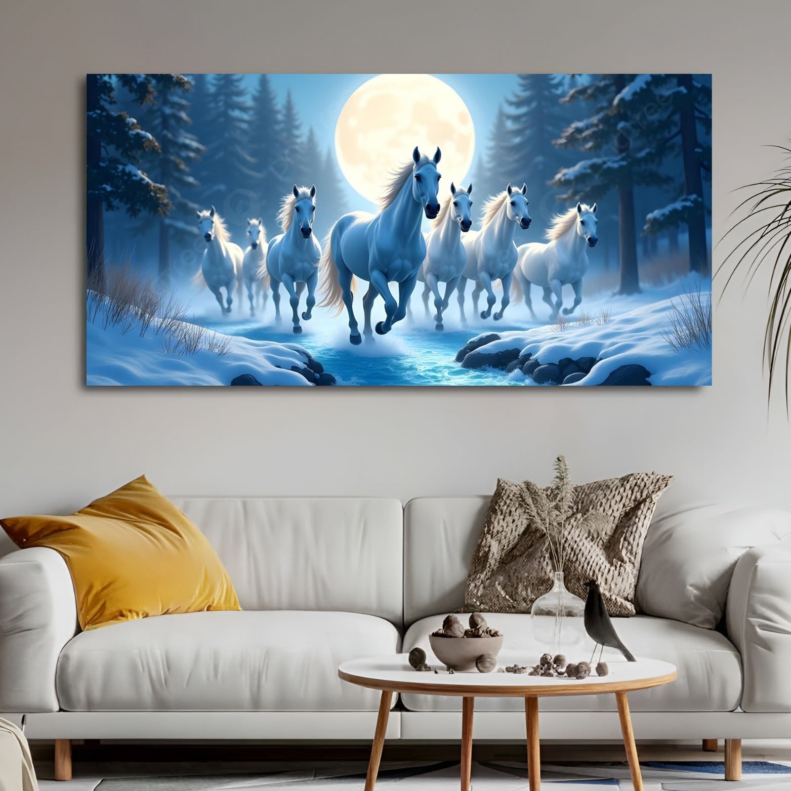 Seven horse urse  art Best wall decor hd Acyrlic frames blue colour